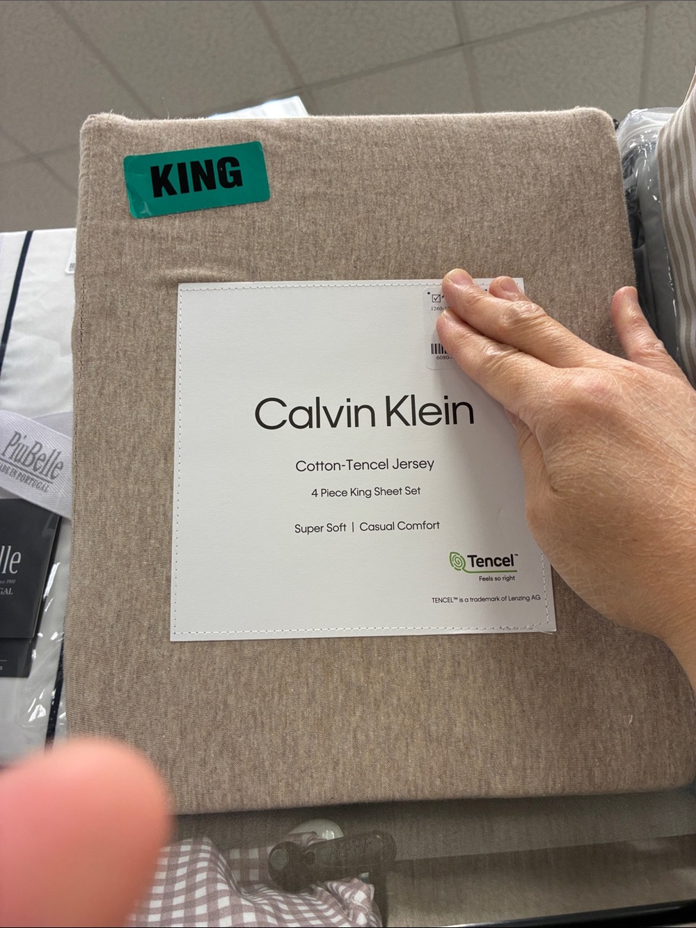 Calvin Klein King Cotton-Tencel Jersey Sheet Set in Beige Taupe